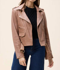 Cleobella Asher Leather Jacket in chocolate malt - women's jacket