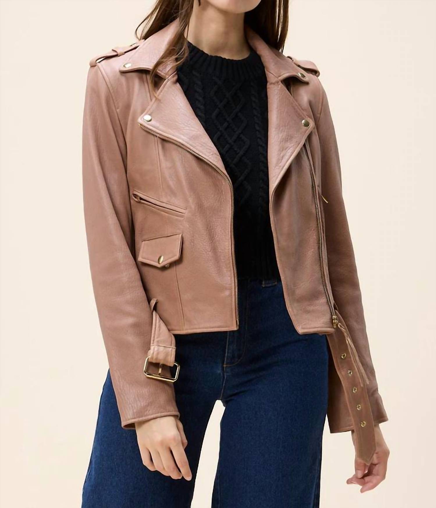 Cleobella Asher Leather Jacket in chocolate malt - women's jacket
