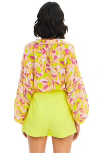 ALLISON NEW YORK Zelda Mini Skort in lime - women's shorts - alternate view