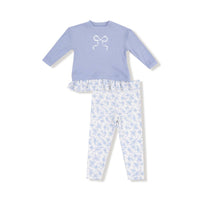 ANGEL DEAR Girl's Waffle Pullover & Ribbed Leggings Set in blue - item