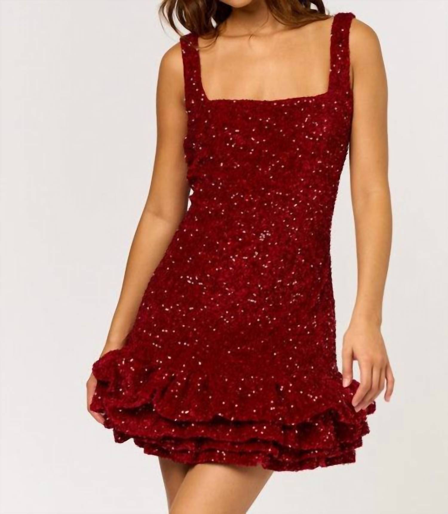 Blue Blush - Champagne Problems Sequin Bubble Hem Dress