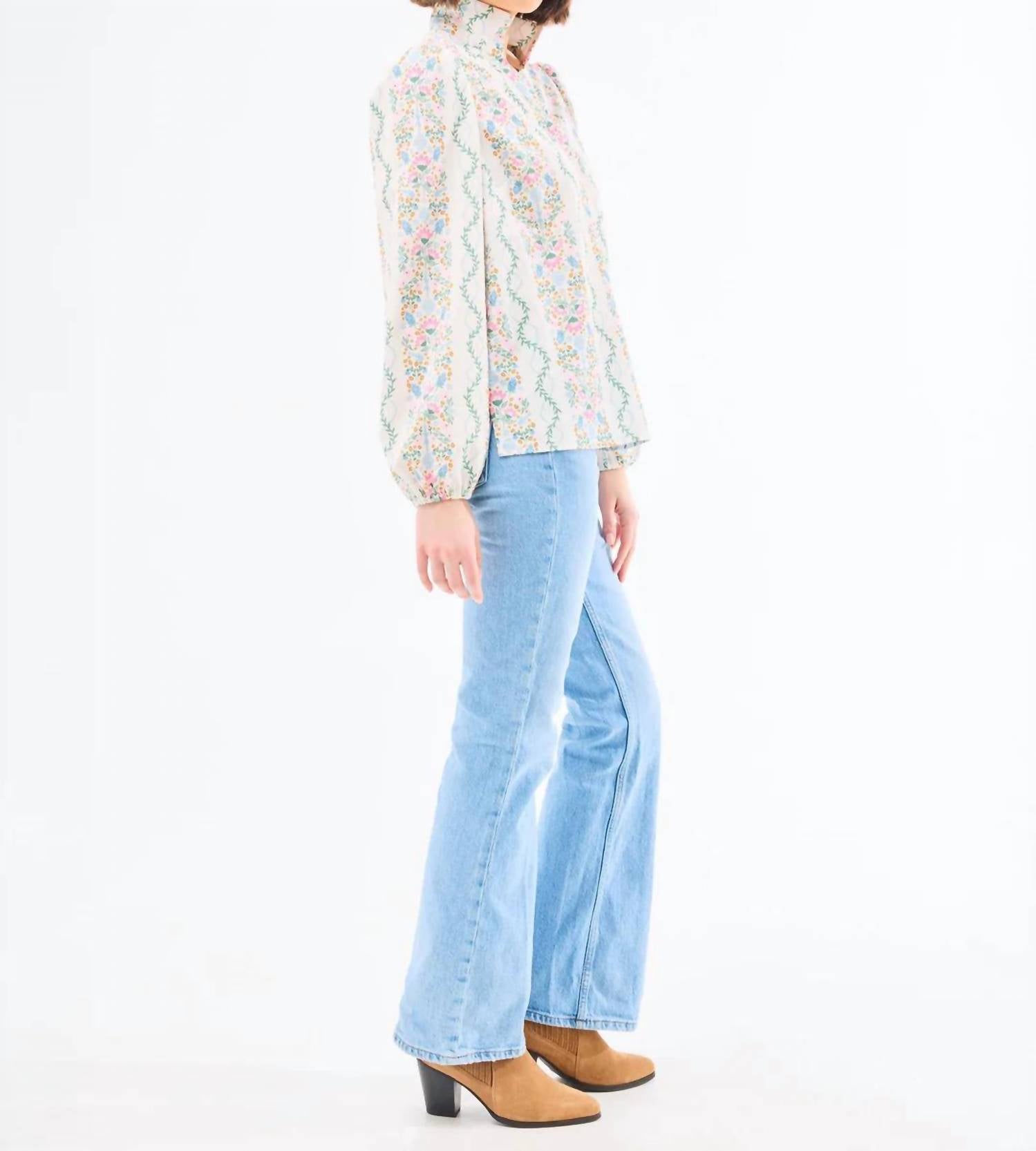 Mary Square Kayla Ivy Lane Long Sleeve Top in ivory - women's blouse - view 5