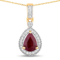 Diana M Jewels Women's Pear Natural Ruby Pendant Necklace (1.01 Ct) - Petite in 14k yellow gold - women's jewelry
