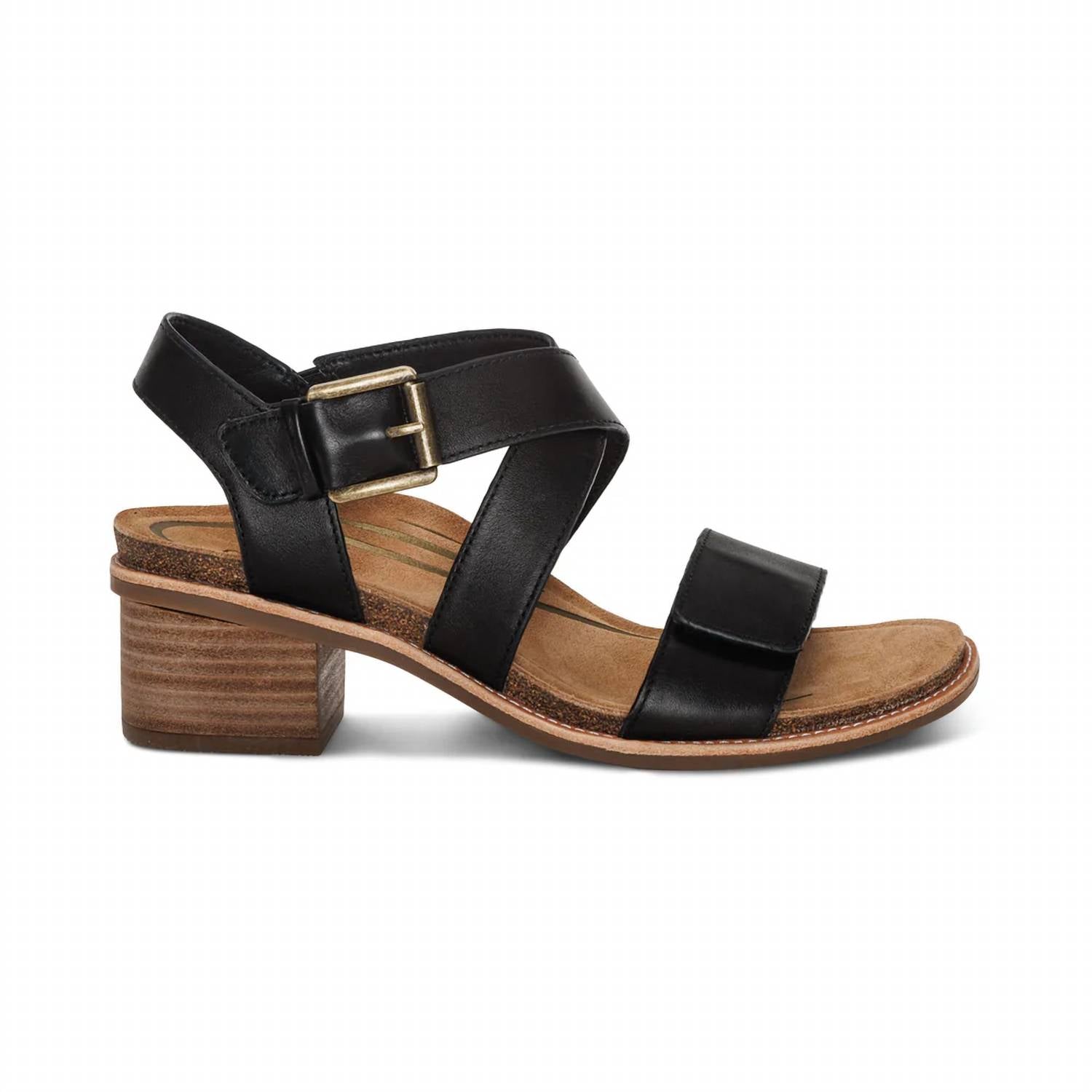 Aetrex Women's Kristin Sandal in black - women's sandal - detail view