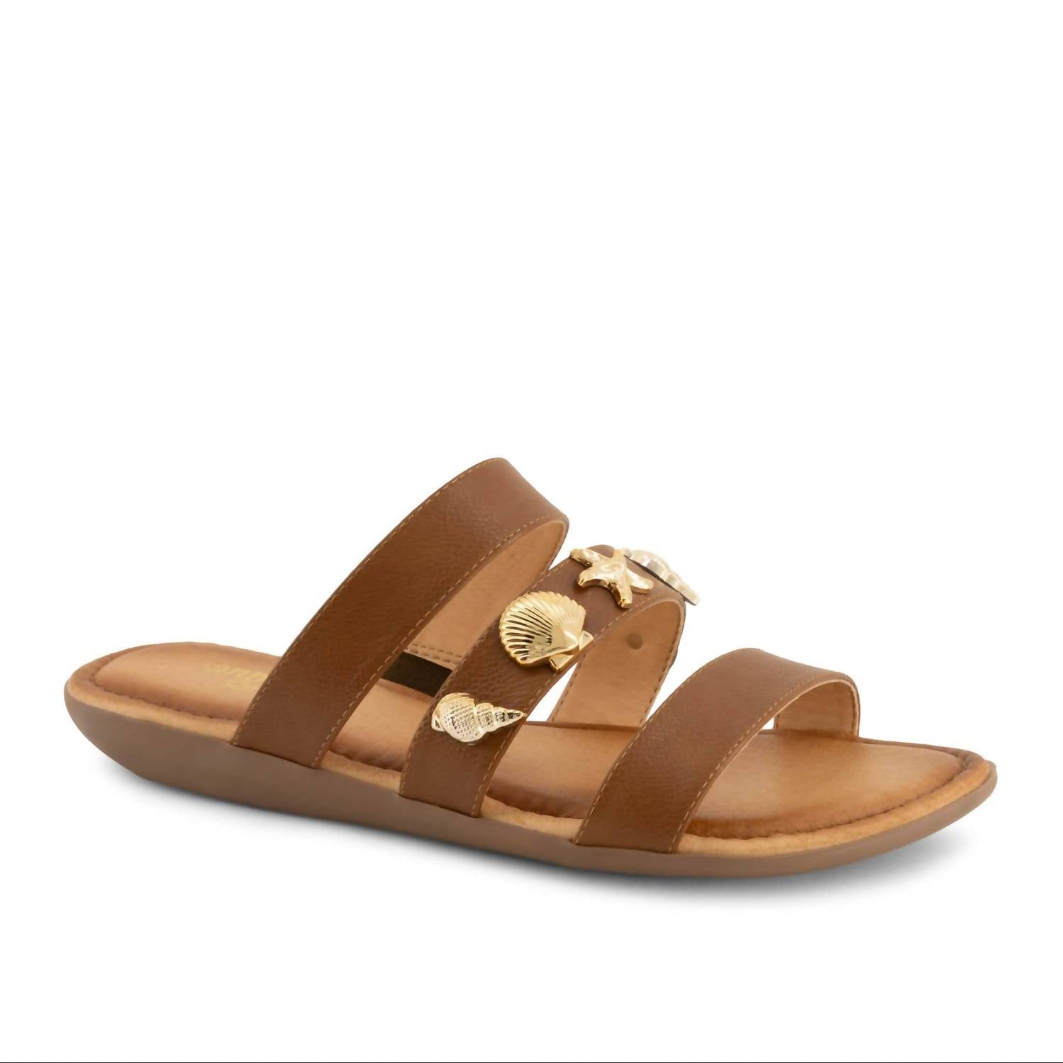Andrea Women's Decorative Shell And Starfish Charms Sandal in brown - women's sandal