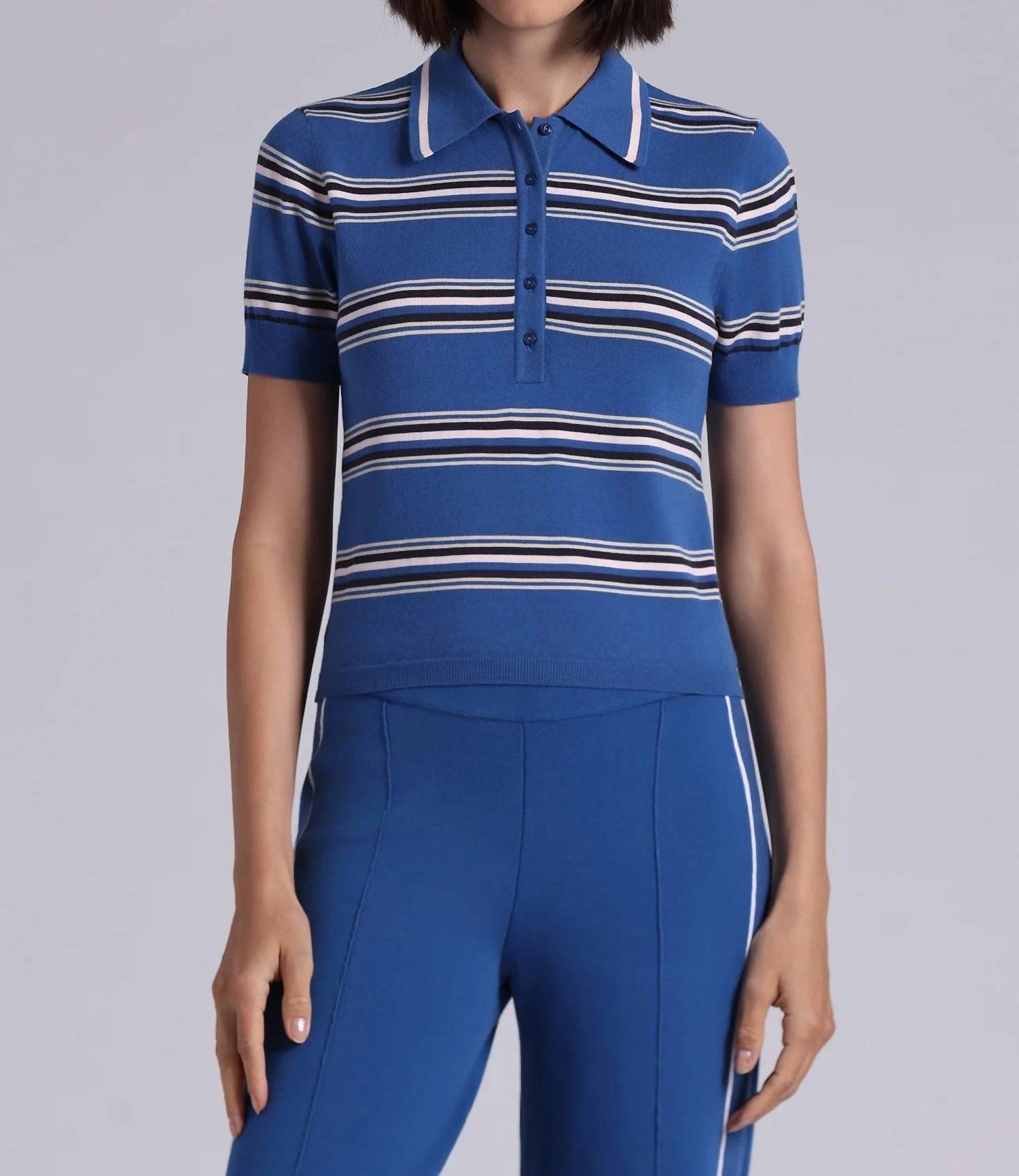 Minnie Rose - Short Sleeve Striped Polo