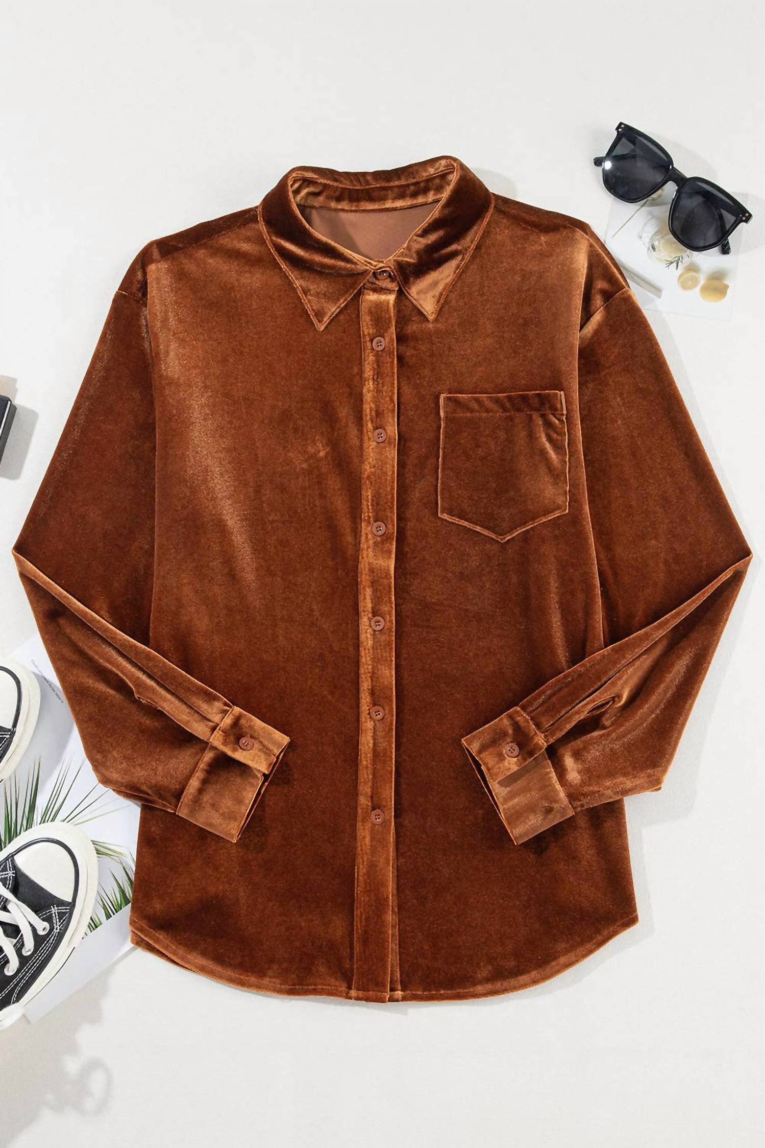 Pretty Bash - Velvet Buttoned Shirt