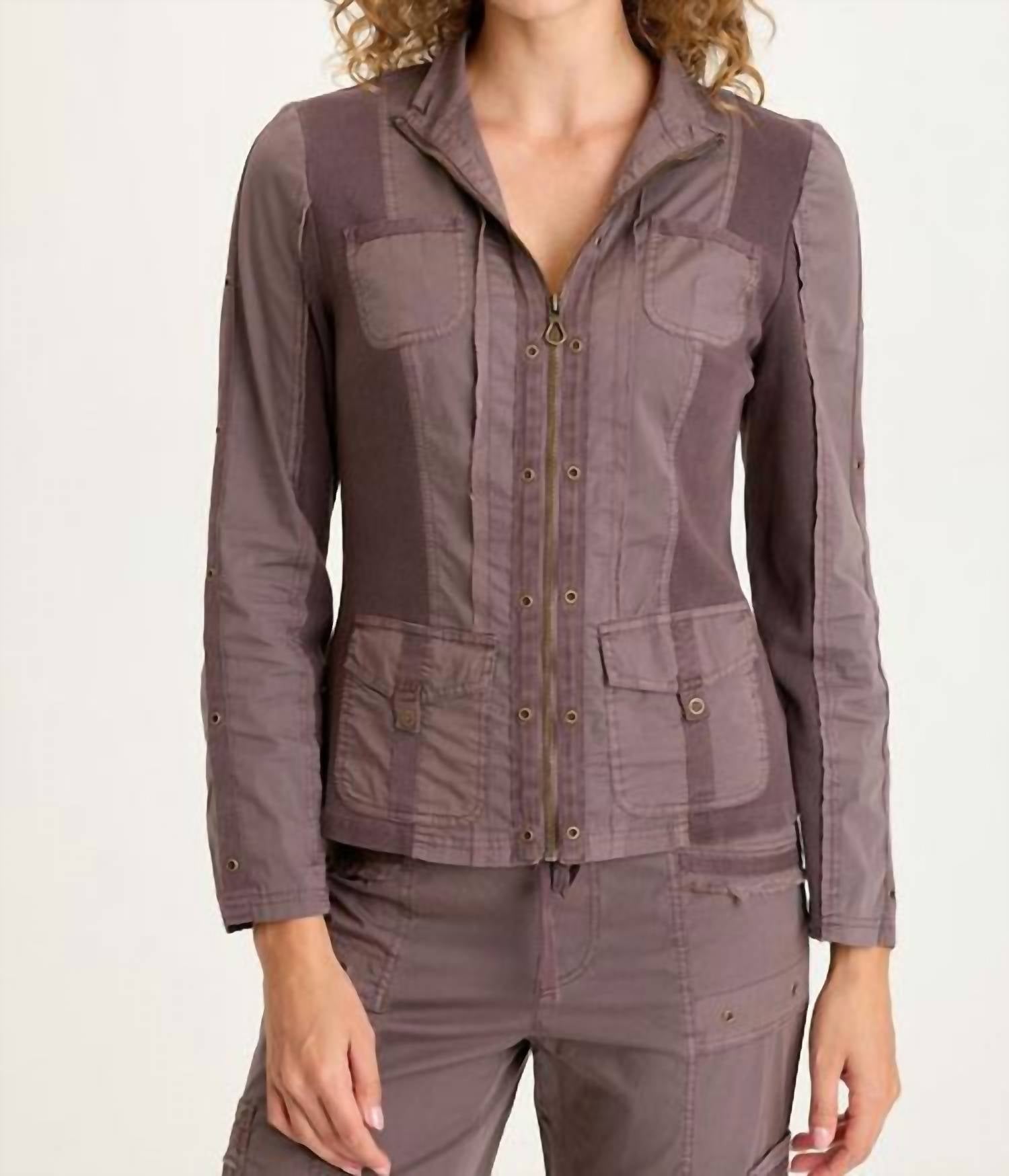 XCVI Murphy Poplin Fitted Zip Jacket in virtuoso pigment - women's jacket