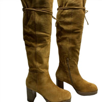 Free People Women's Echo Over-the-knee High Heel Platform Boots in brown - women's shoe