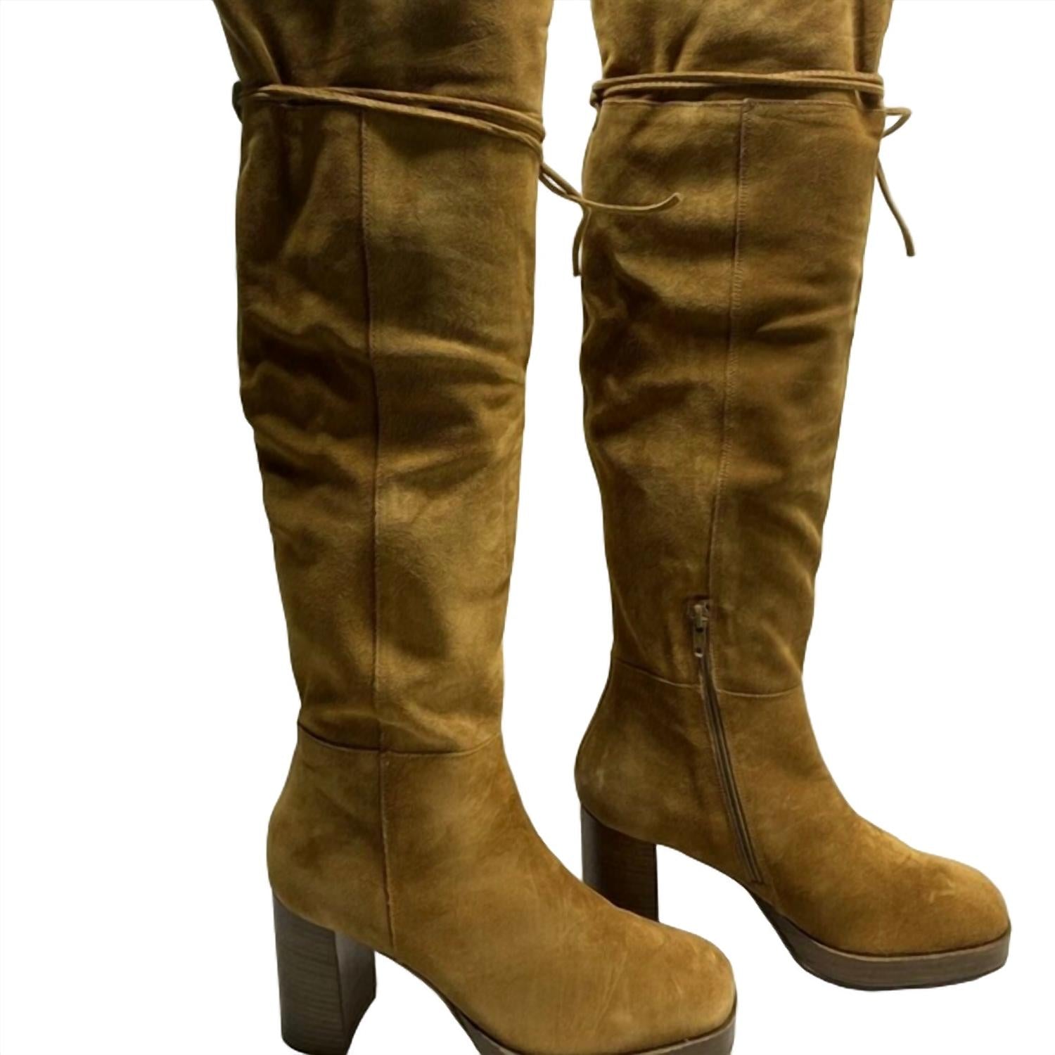 Free People Women's Echo Over-the-knee High Heel Platform Boots in brown - women's shoe