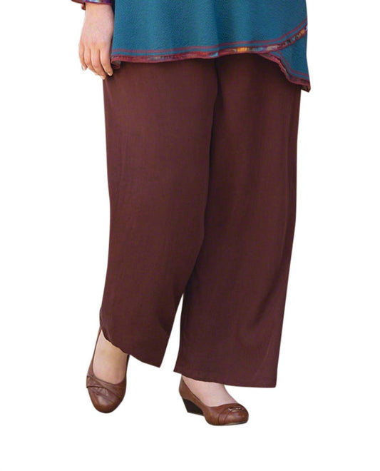 On The Plus Side - Essential Wide Leg Rayon Pants - Plus