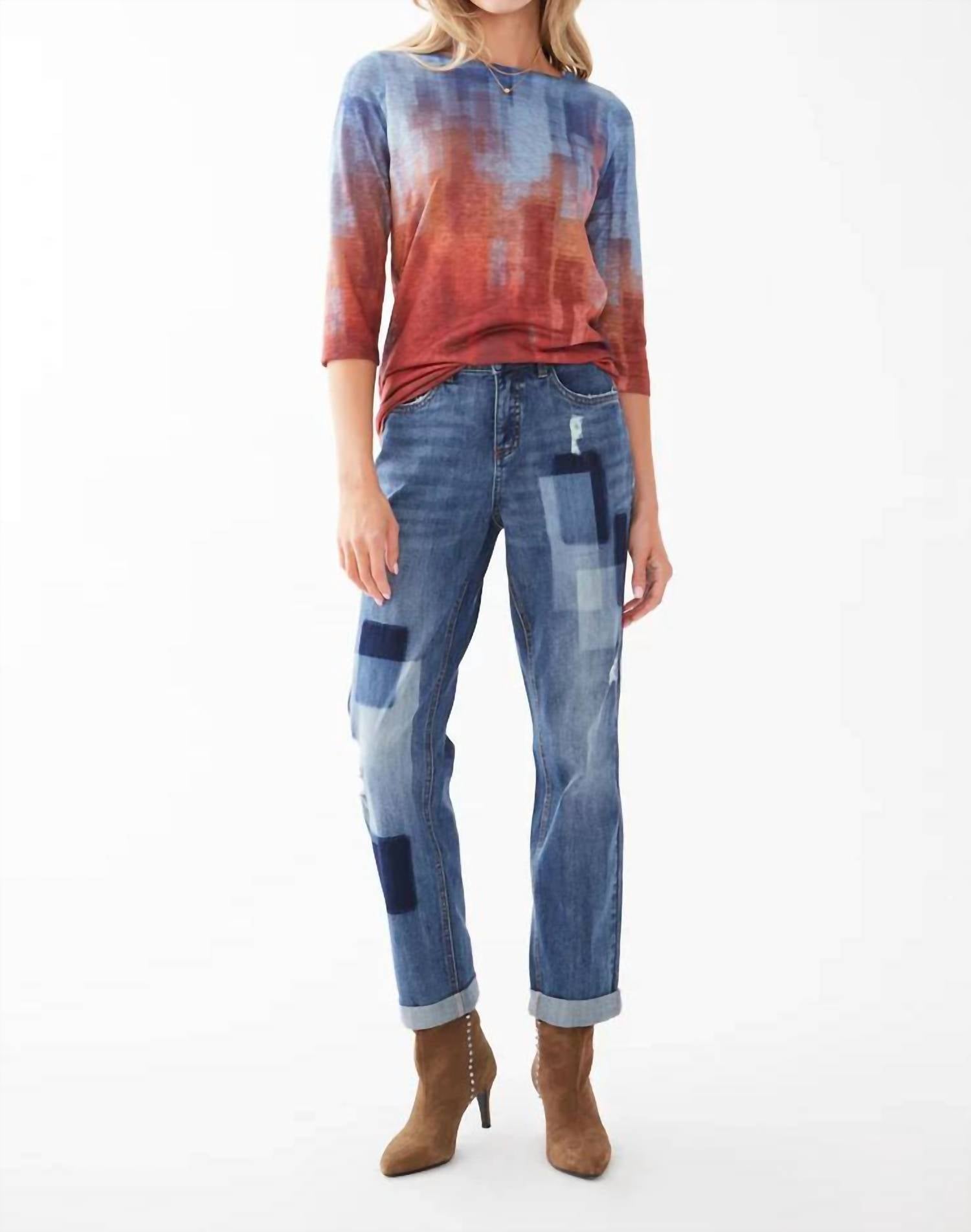 Fdj - Destiny Patchwork Distressed Girlfriend Jeans