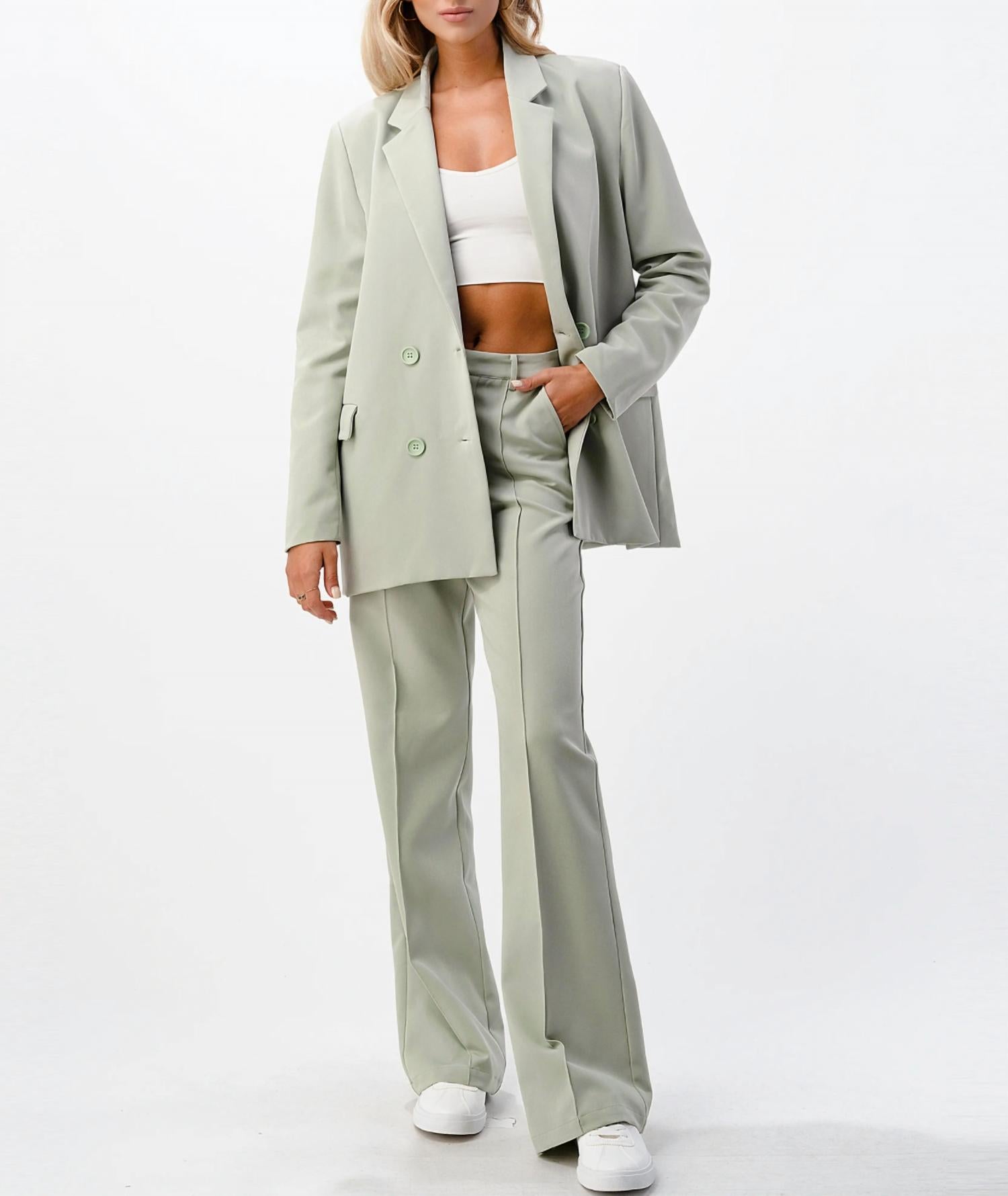 FRONT SEAM WIDE LEG PANTS