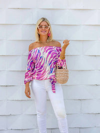 la mer luxe Chloe Top in white multi - women's shirt - alternate view