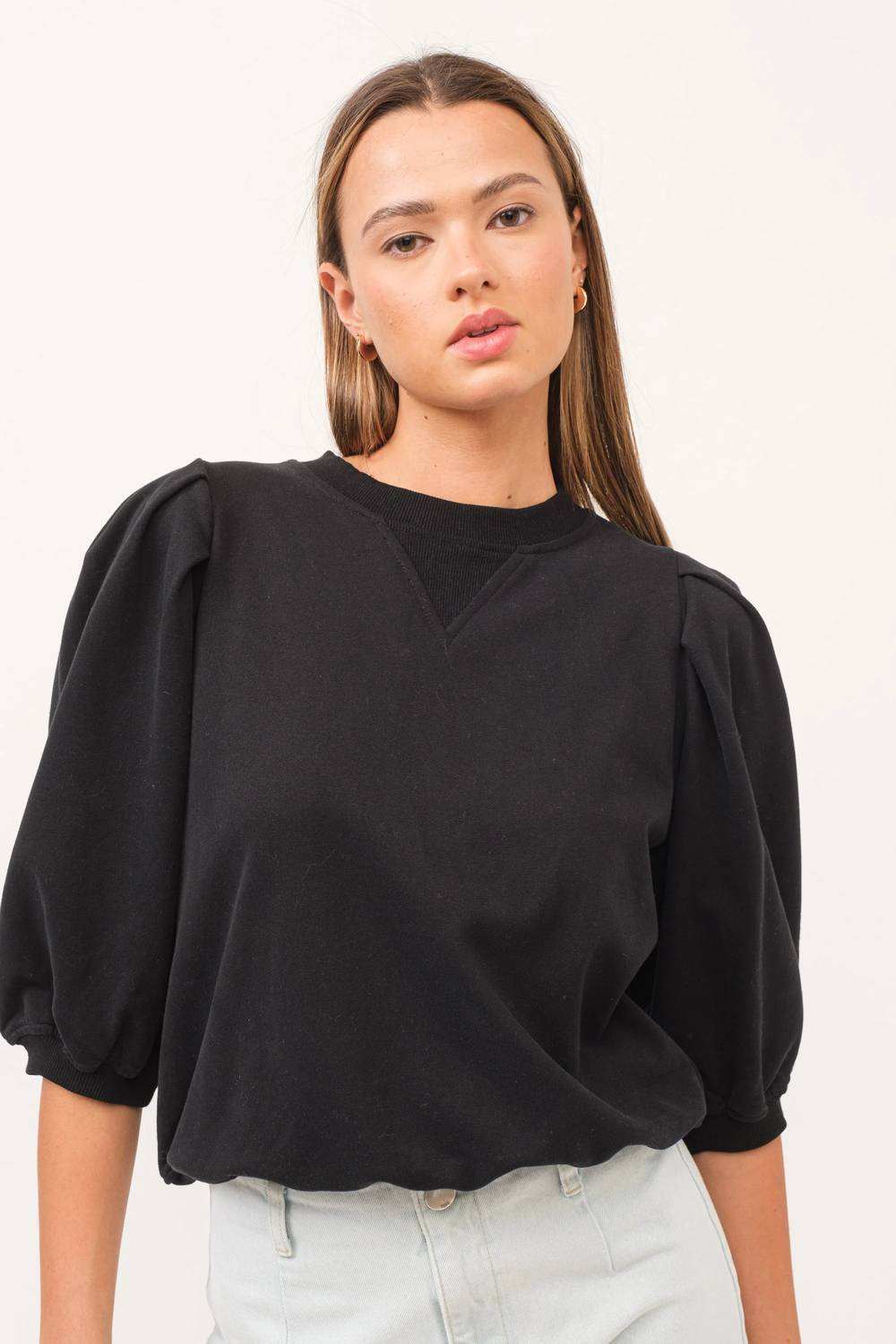 The Greii - 3/4 Puff Sleeve Sweatshirt