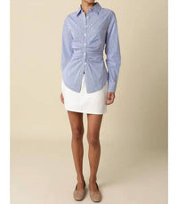 Olivaceous - Aisha Striped Cinched Waist Shirt