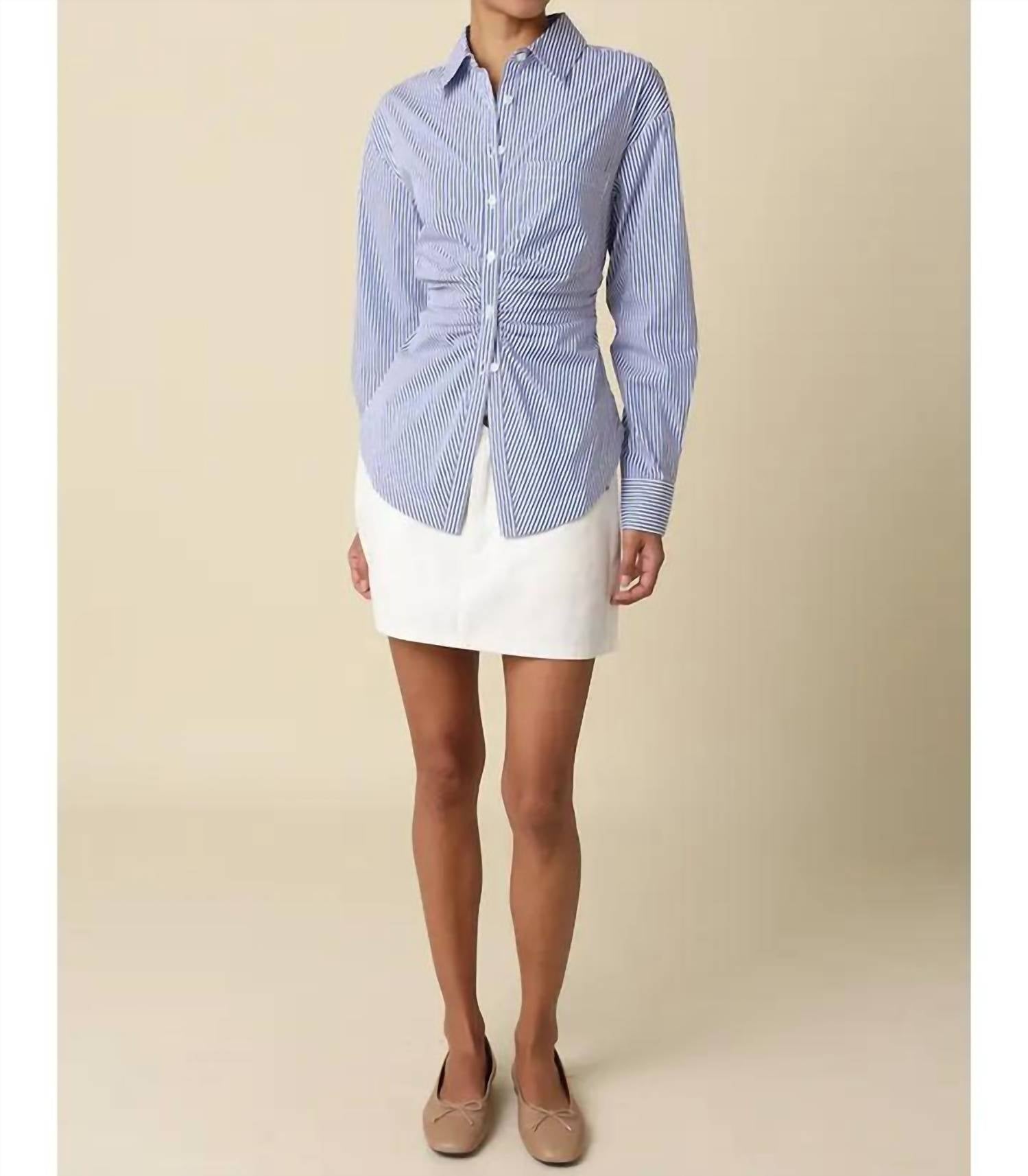 Olivaceous - Aisha Striped Cinched Waist Shirt