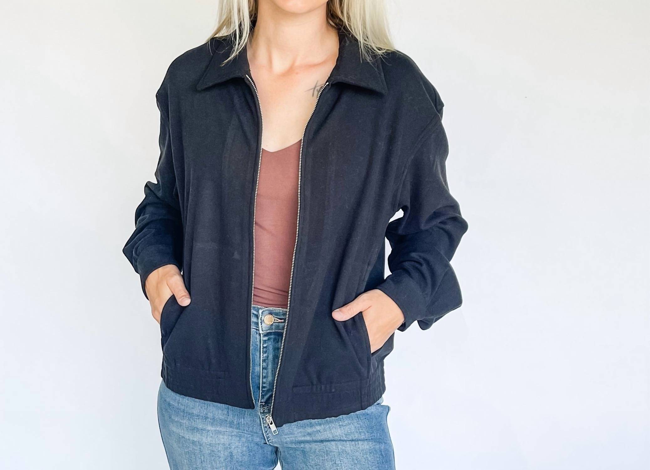 Hem & Thread - Jersey Zip Bomber Jacket