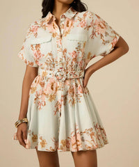 Hemant & Nandita - Ezra Buckle Belt Mini Dress