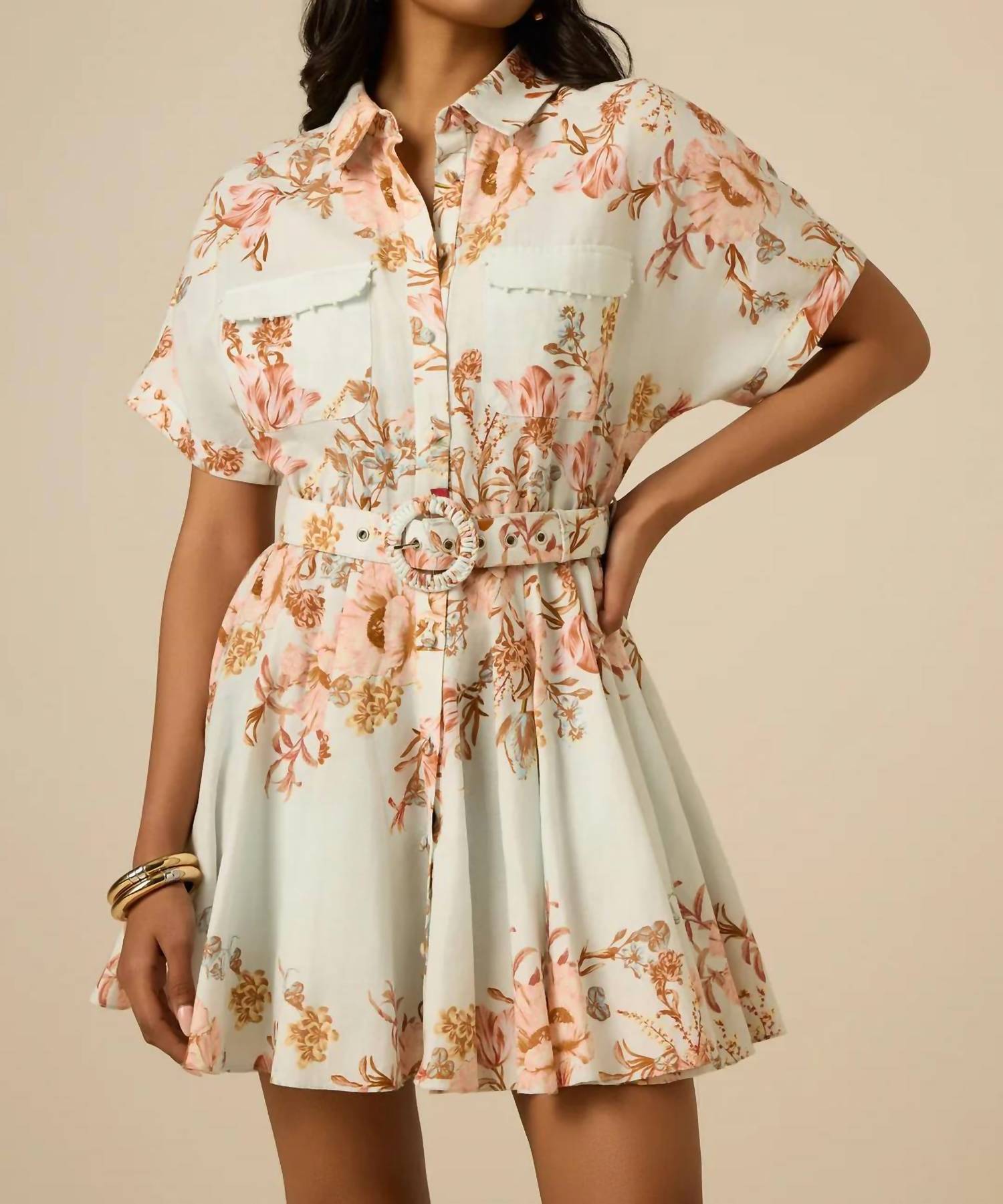 Hemant & Nandita - Ezra Buckle Belt Mini Dress
