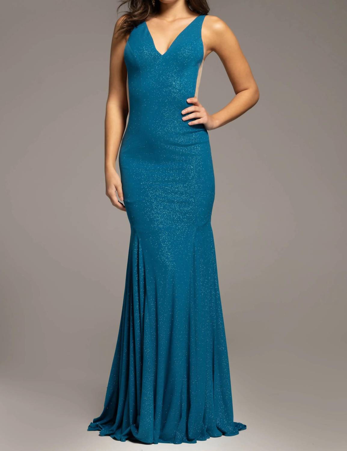 Jovani - Simple V Neck Dress