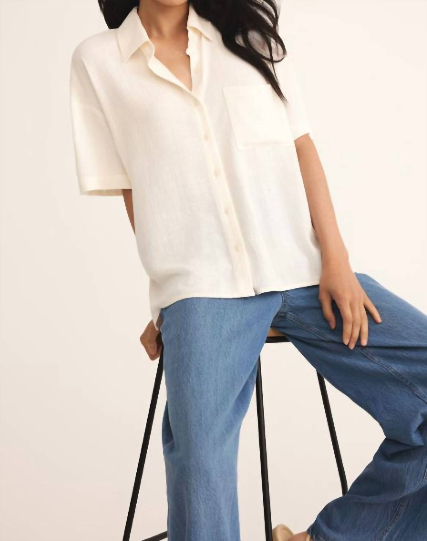 Z Supply Women's Tinsley Button Up Shirt in sea salt - women's shirt - view 4