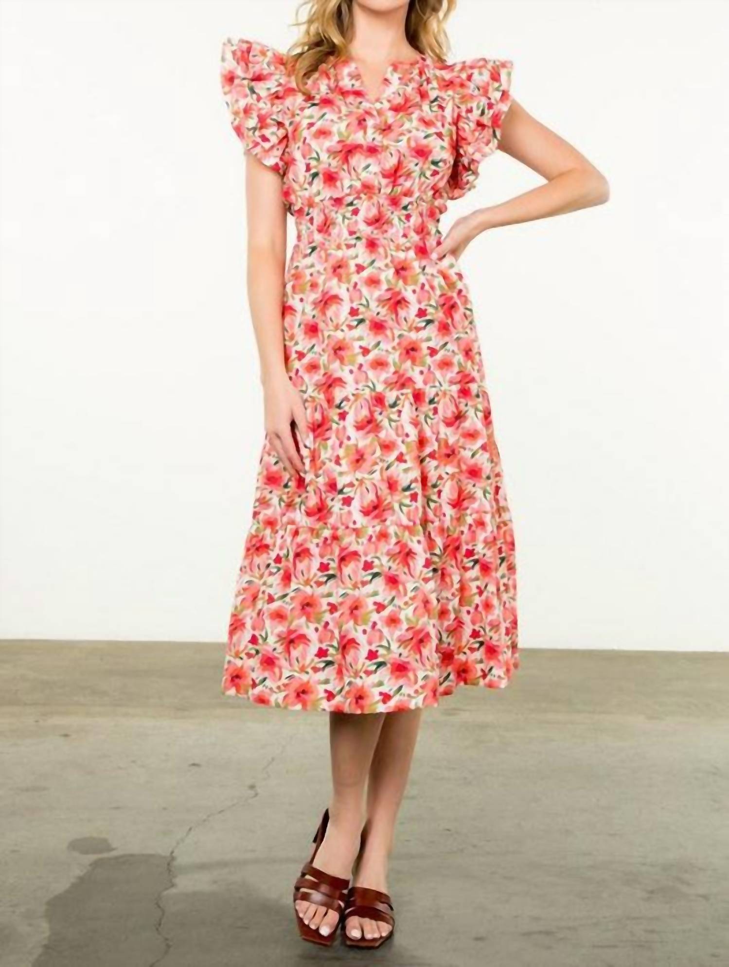 Thml - Ruffles And Floral Midi Dress
