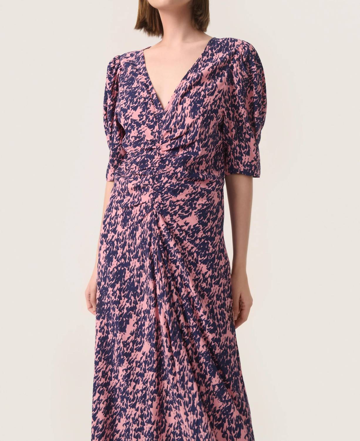 Soaked In Luxury - Sylvia V-neck Short Sleeve Midi Dress