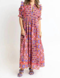 Karlie - Isla Kaleidoscope Puff Sleeve Maxi Dress