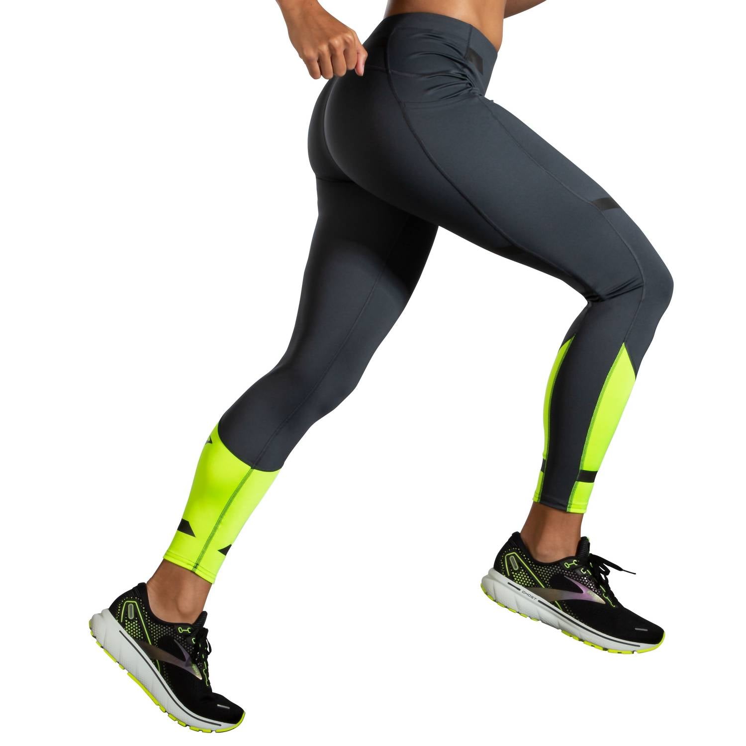 BROOKS Wome's Run Visible Tight Pants in asphalt nightlife - women's pants - detail view