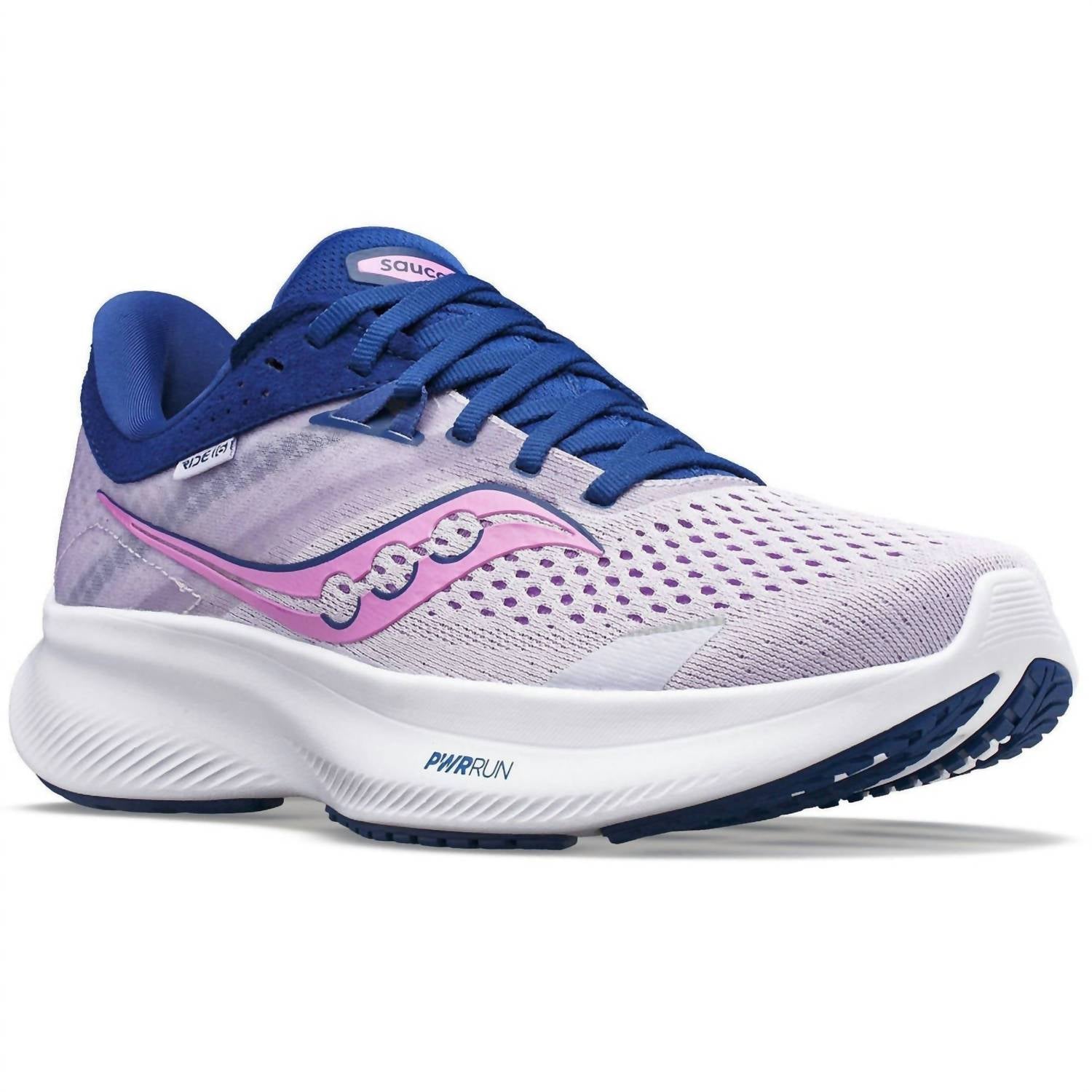 SAUCONY Women's Ride 16 Running Shoes in mauve indigo - women's shoe