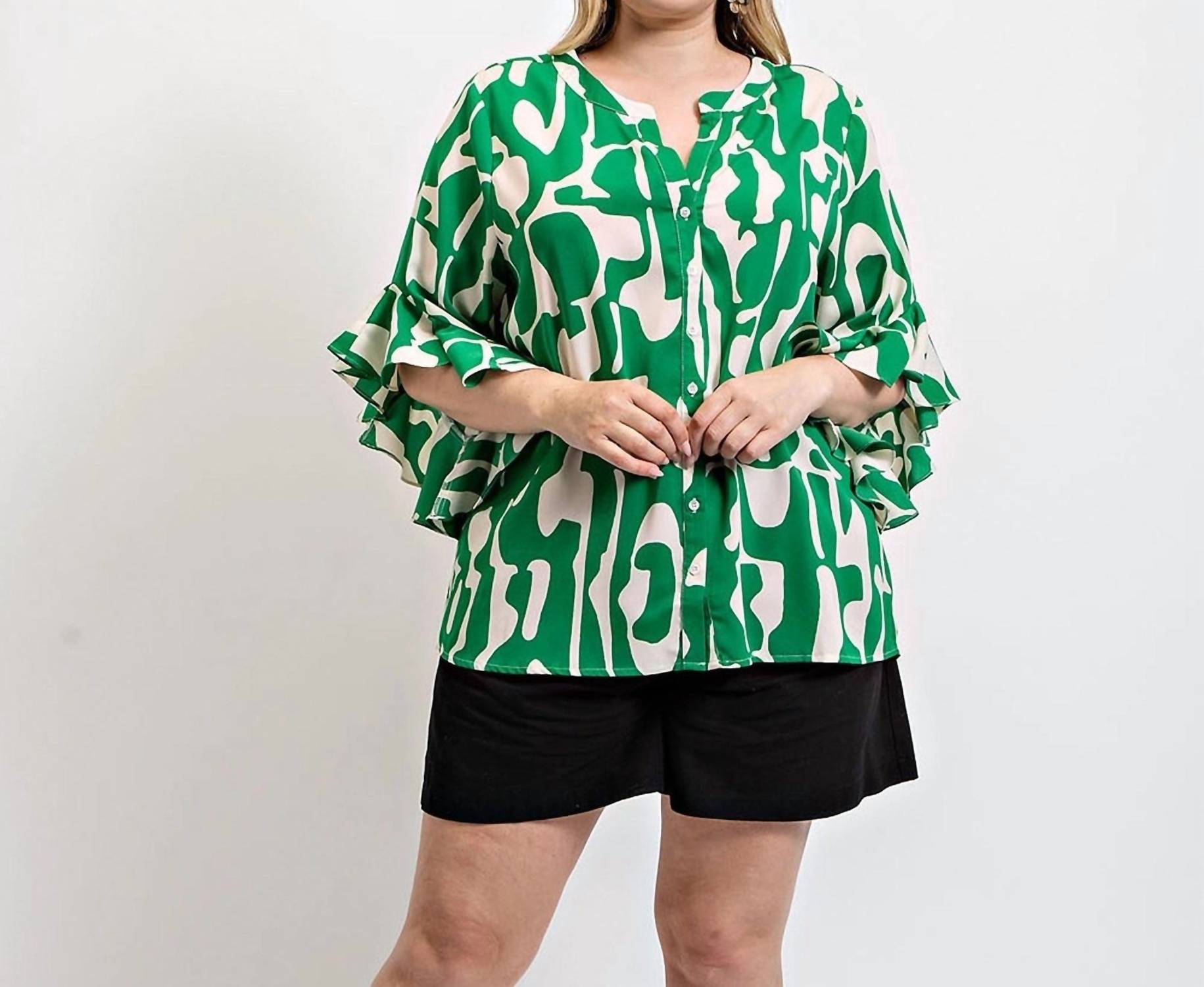 Gigio - Plus Size Geometric Print Blouse