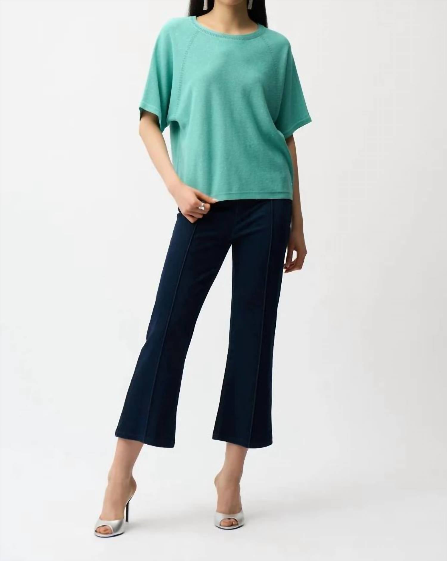 Joseph Ribkoff - Knit Denim Crop Flare Pants