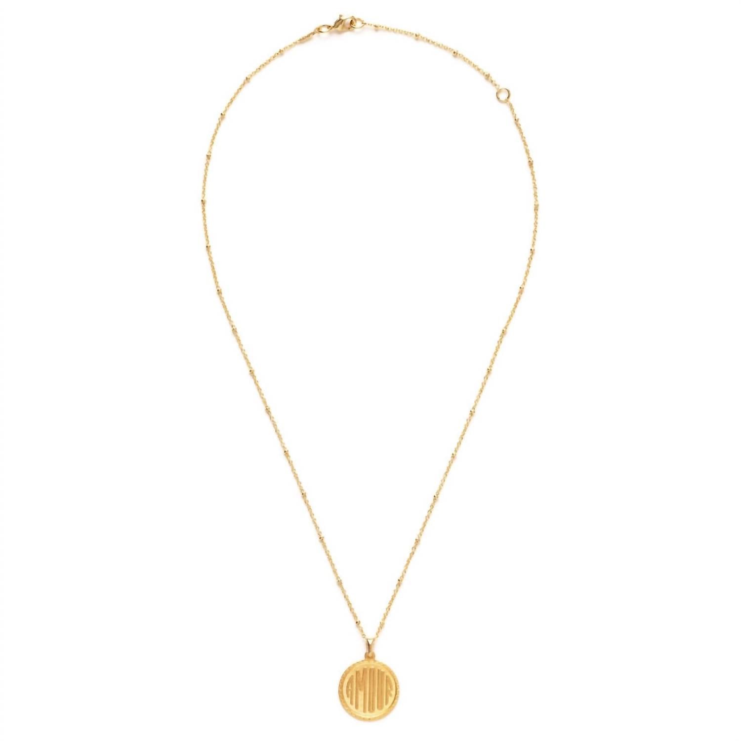 Amano Studio Women's Amour Medallion Necklace in gold - women's jewelry - detail view