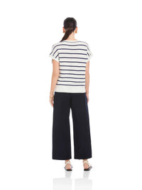 Fifteen Twenty - Beth Crochet Stripe Lace-up Sweater