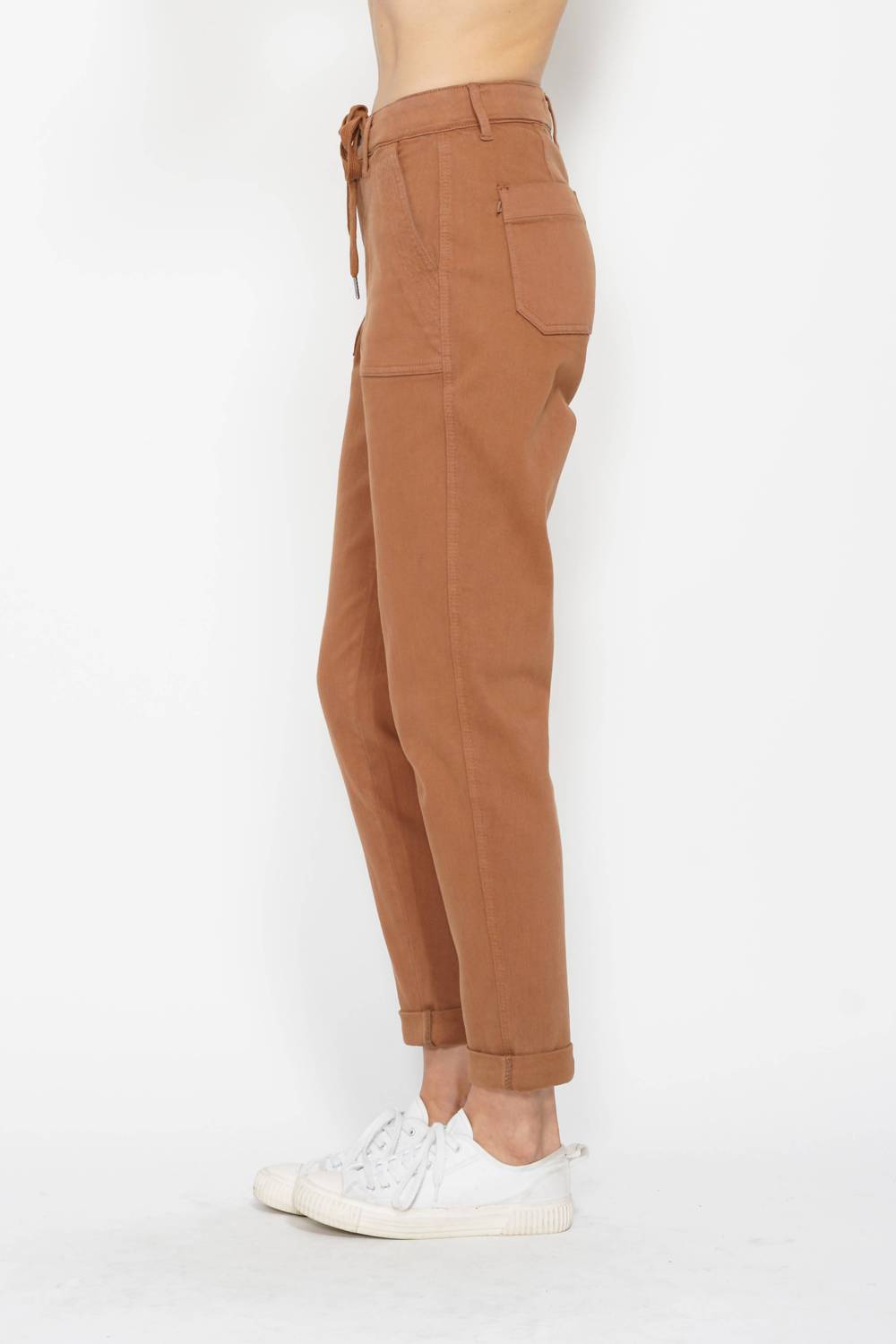 Judy Blue High Waist Garment Dyed Cuffed Jogger in camel - women's pants - alternate view