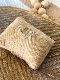 White Label - Women's Star Pave Silver Adjustable Ring