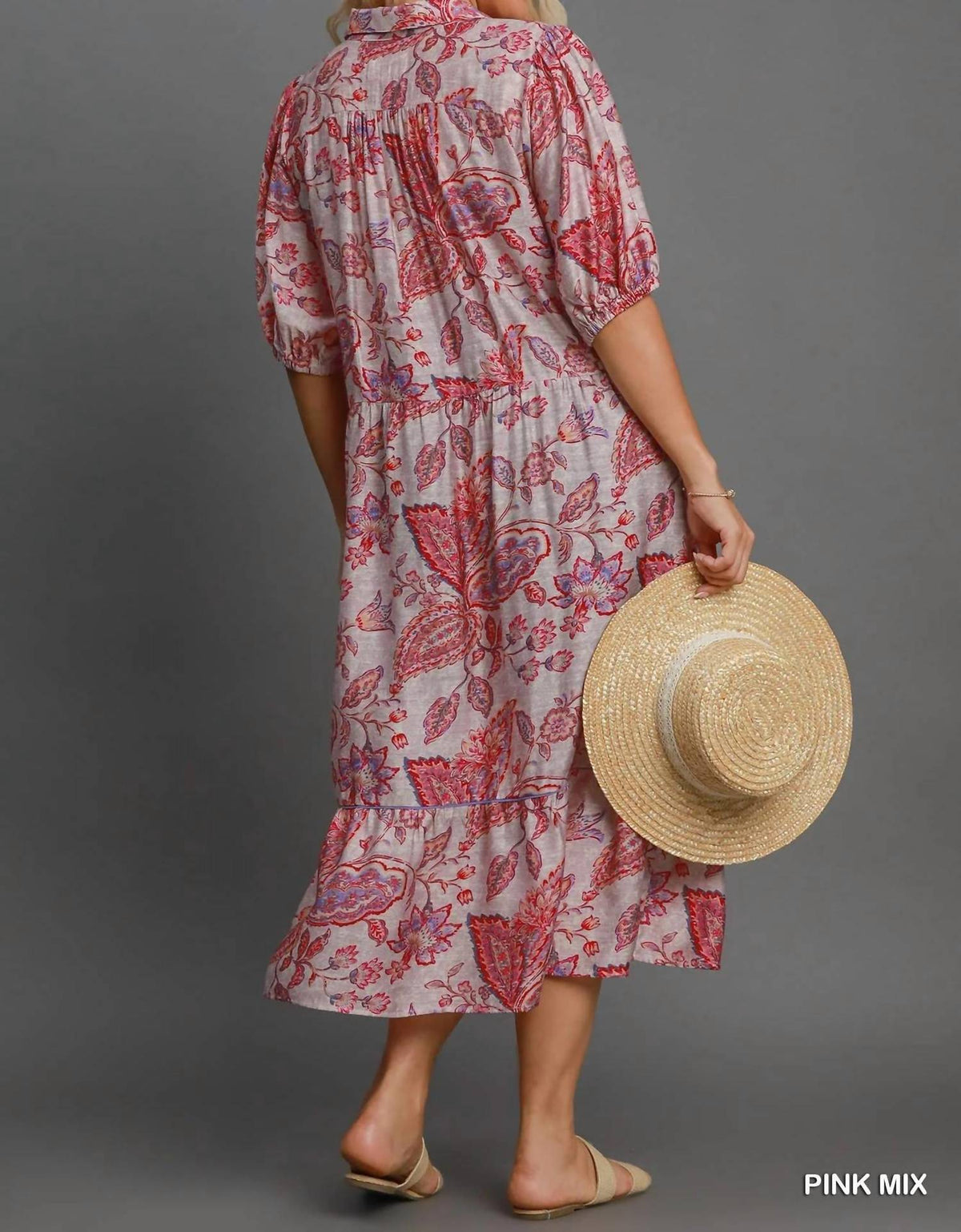 Umgee - Floral Tiered Midi Dress - Plus