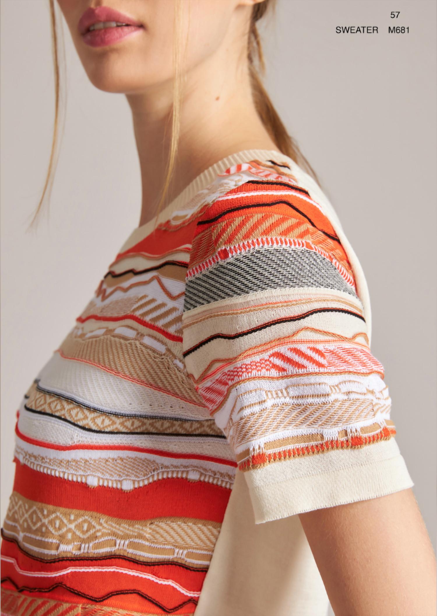 Tricot Chic ABSTRACT TOP in orange multi - women's sweater - detail view