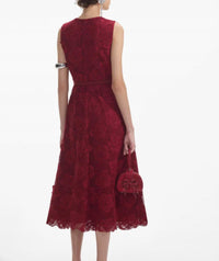 Self-Portrait - Burgundy Lace Midi Dress