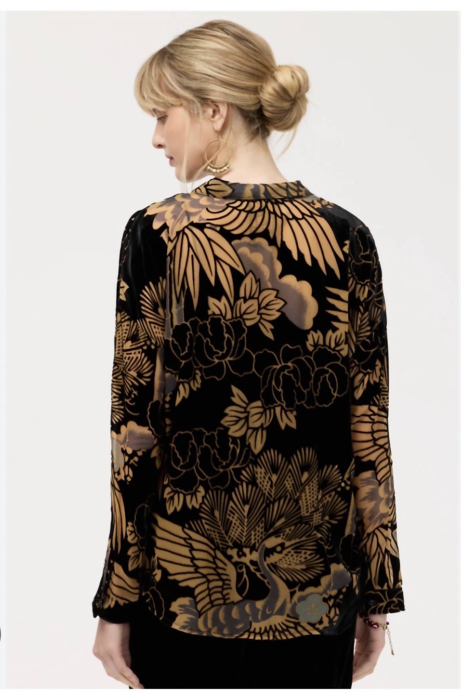 Johnny Was The Audrey Shirt in black gold - women's blouse - alternate view