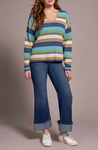 TRIBAL U-neck Sweater in wasabi - women's sweater