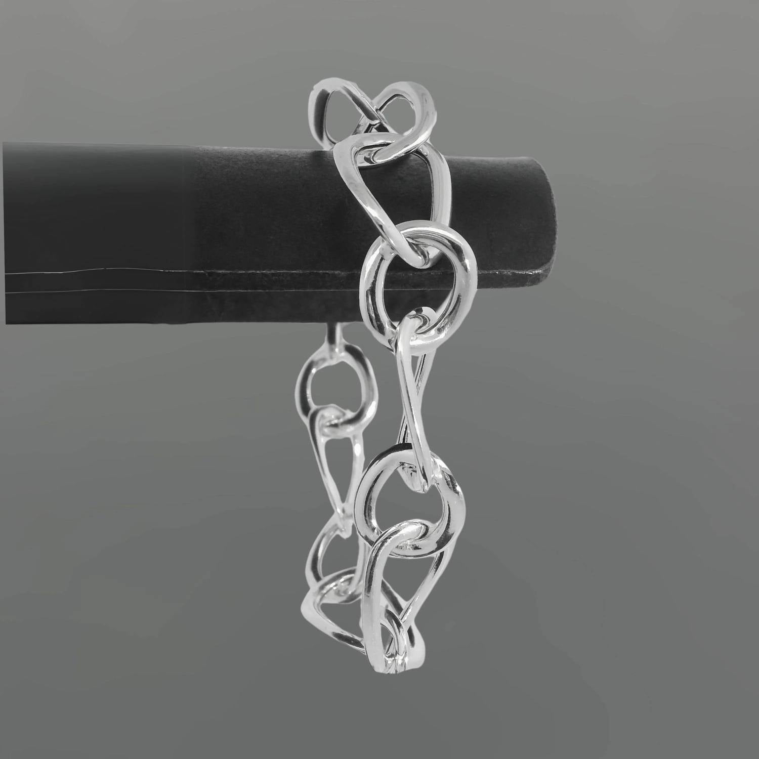 Something Silver - Women's Puffy Oval And Round Link Bracelet