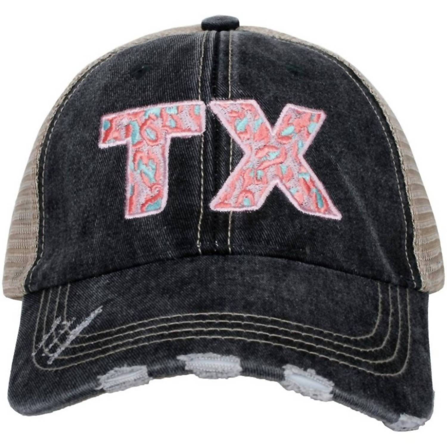 Katydid - Women's Texas State Embroidered Distressed Trucker Hat
