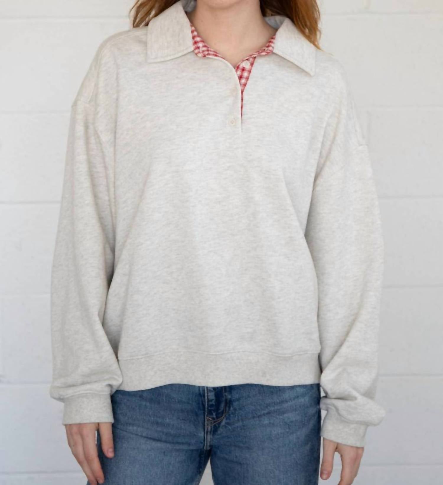 Things Between Vivi Cotton Collared Sweatshirt in grey - women's top