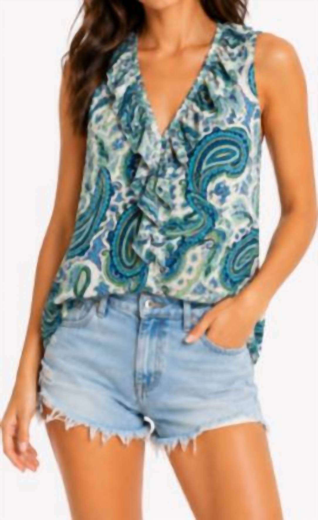 Drew - Bree Print Ruffle Tank