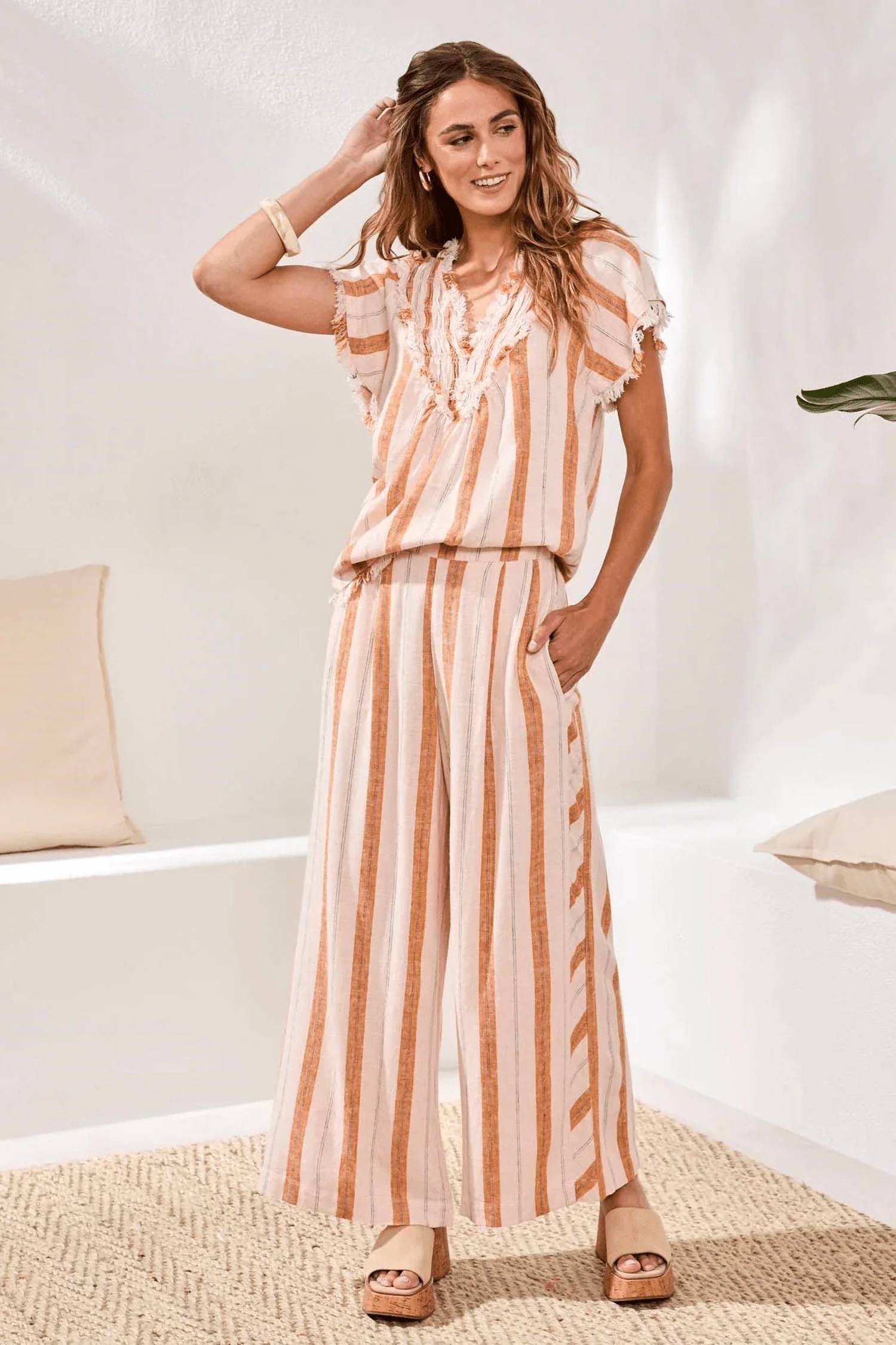 Tribal - Pull-on Flowy Wide-leg Pants