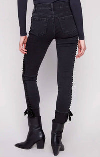 Charlie B - Velvet Bow Slim Leg Jeans