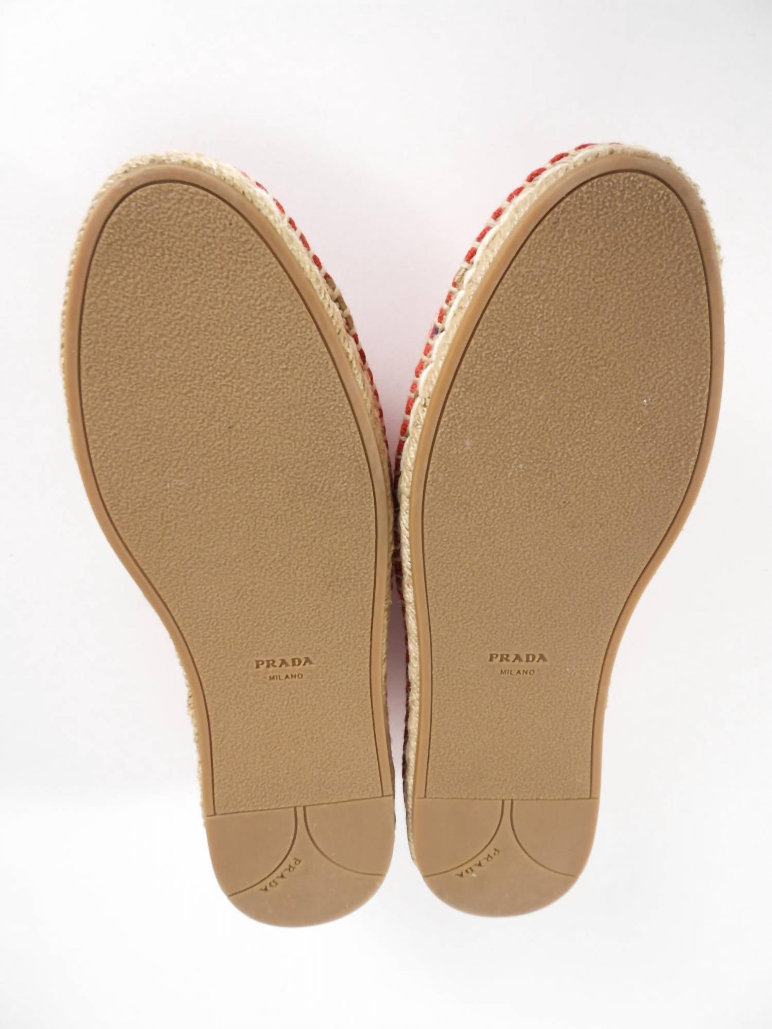 Prada Women's Canvas Espadrille Flats With Embroidered Logo - women's flats - view 5