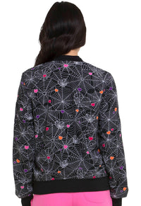 HeartSoul Wicked Cute Bomber Jacket in wicked cute webs - women's jacket - detail view
